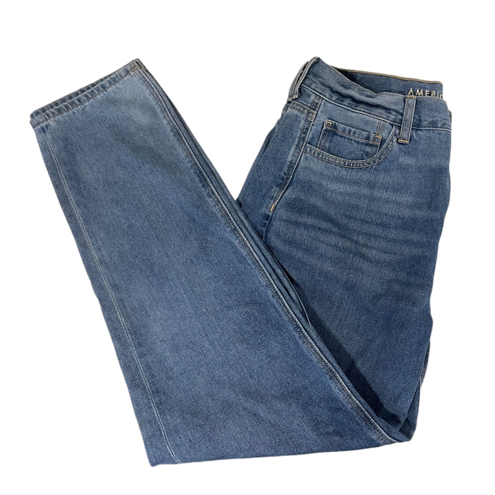 AEO American Eagle Mom Jeans Blue Denim Cotton Blend 2